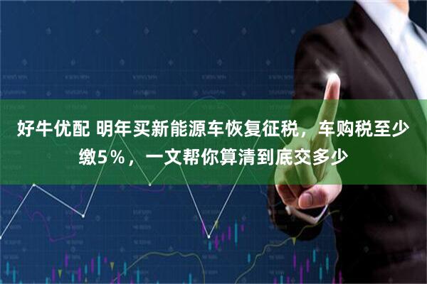 好牛优配 明年买新能源车恢复征税，车购税至少缴5％，一文帮你算清到底交多少